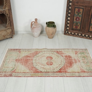 2x5 Handknoted, Oushak Rug,2x5 Small Rug, 2x5 Vintage Small Rug, Anatolian Rug,Turkish Rug, Natural Small Rug,Wool Rug,Handmade Rug,5m