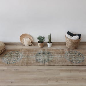 2x7 Turkish Rug, Oushak Rug,2x7 Small Rug, 2x7 Vintage Rug, Anatolian Rug, Turkish Runner Rug, Natural Small Rug,Wool Rug,Handmade Rug, 531