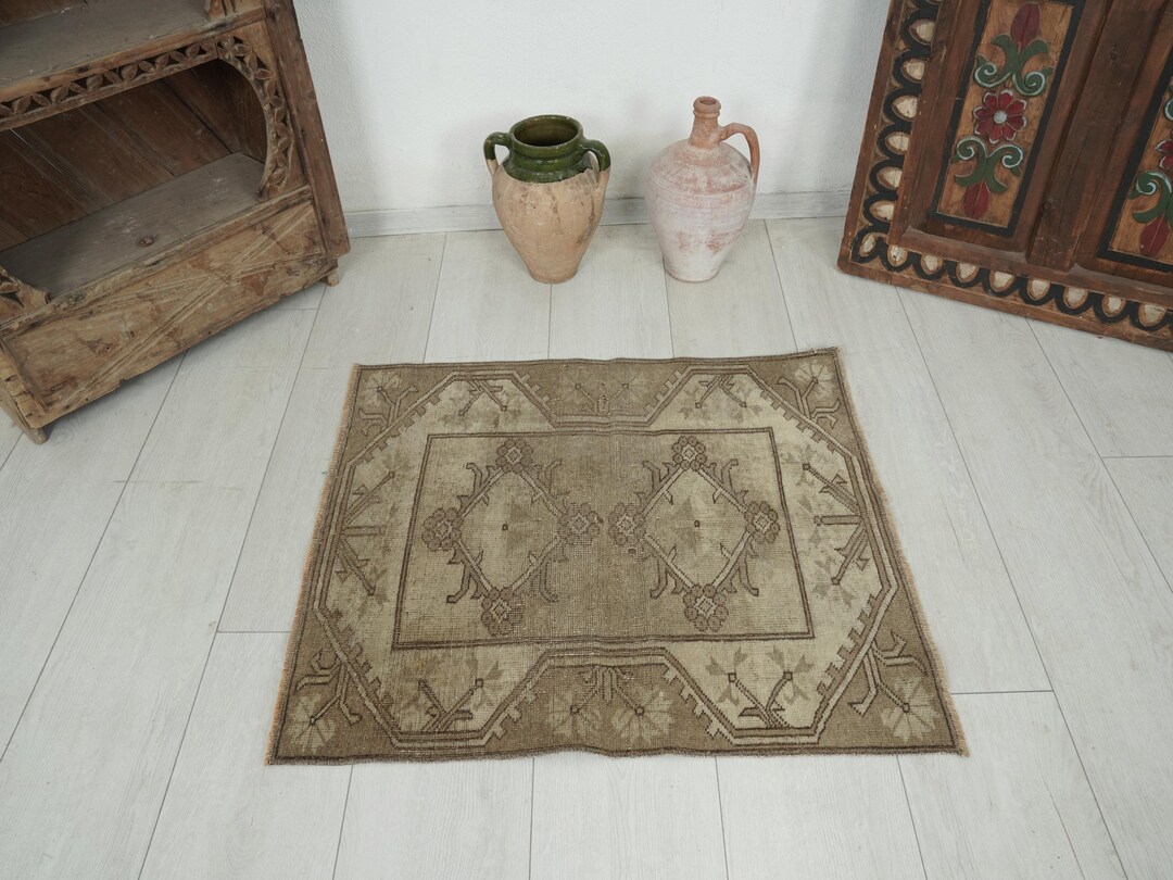 Boho Rug, Oushak Rug,3x3 Small Rug, 3x3 Vintage Small Rug, Anatolian ...