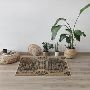 Turkish Rug 3x4, Anatolian Rug,Natural Rug 3x4,Handmade Rug,Oushak Rug, Small Rug, Area Rug, Wool Rug,Rustic Carpet, Oushak Small Rug,883