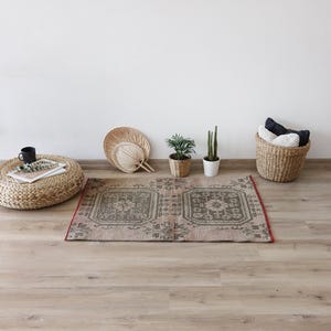 Turkish Rug 3x4, Anatolian Rug,Natural Rug 3x4,Handmade Rug,Oushak Rug, Small Rug, Area Rug, Wool Rug,Rustic Carpet, Oushak Small Rug,473