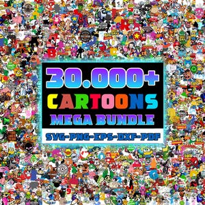 30.000 Cartoon Mega Bundle, Cartoon svg, Cartoon png, Cartoon Characters, Cut Files, Layered Svg, Cartoon font, Cartoon clipart, Cartoon JPG