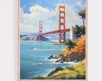 San Francisco Golden Gate Bridge: Acrylic Painting Art Print