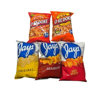 Zestaw chipsów ziemniaczanych Jays: BBQ, Hot Stuff i Oke Doke – zestaw 5 torebek