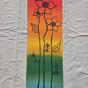 Flower and Rainbow Acrylic Painting