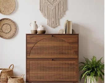 Zapatero de madera para recibidor, estante para zapatos que ahorra espacio para pasillo, organizador de zapatos para recibidor con gran capacidad.