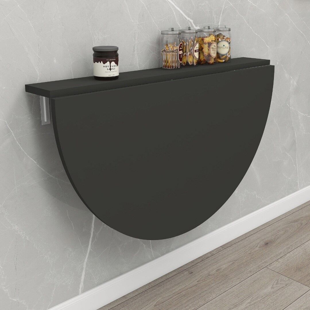 Wall Mounted Murphy Oval Design Table,foldable Kitchen Anthracite Gray ...