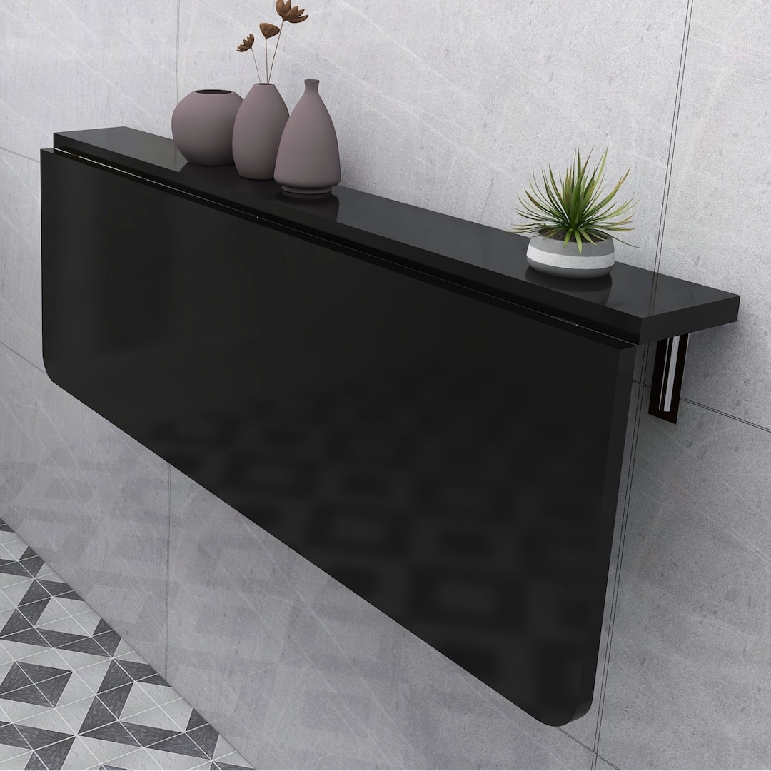 Wall Mounted Murphy Matte Black Table,foldable Kitchen Table,folding ...