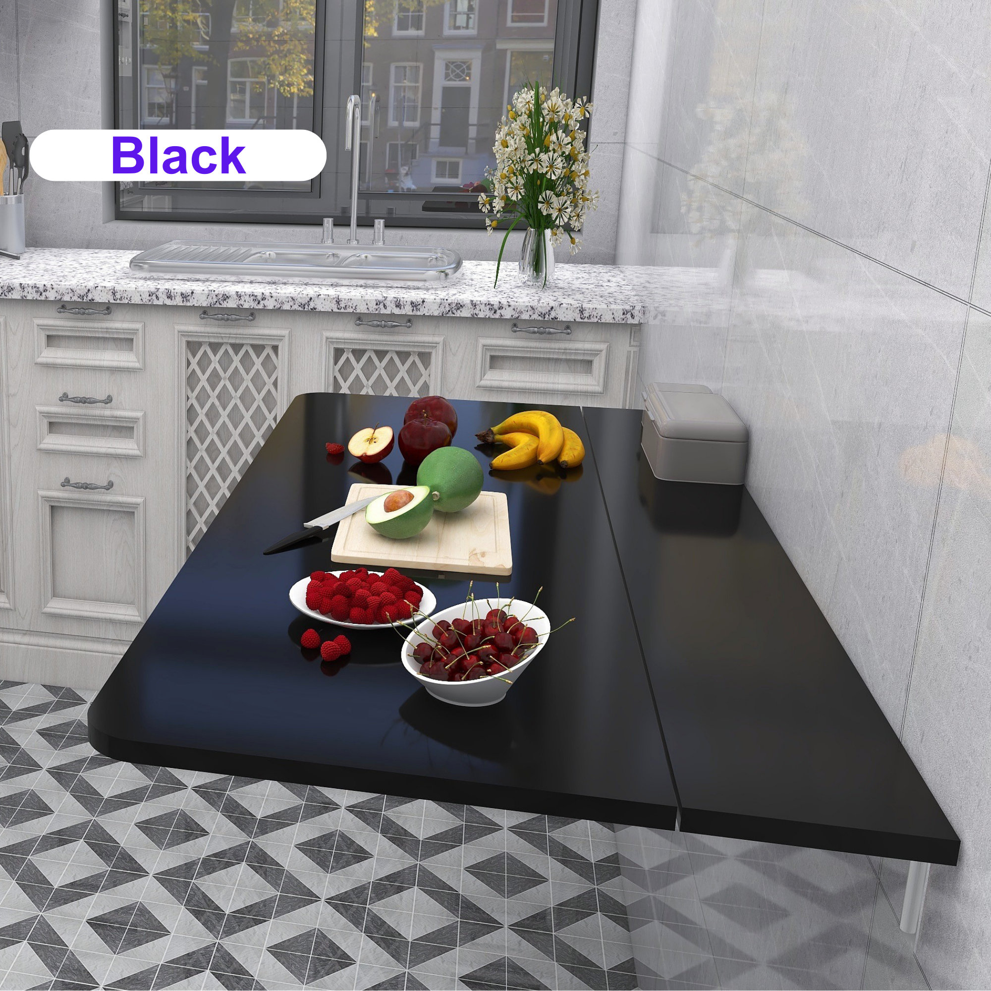 Wall Mounted Murphy Matte Black Table,foldable Kitchen Table,folding ...