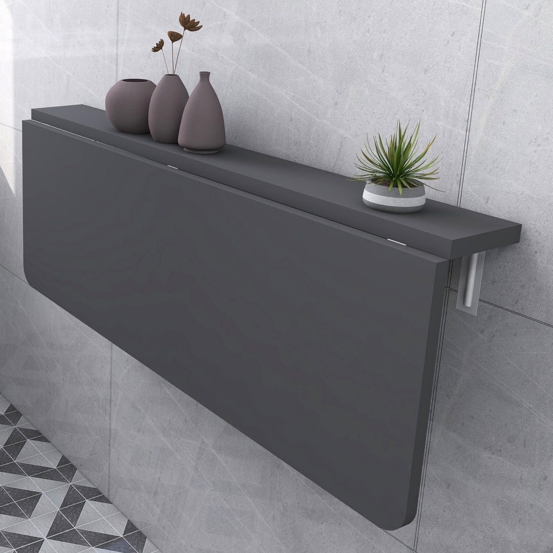 Wall Mounted Murphy Anthracite Gray Table,foldable Kitchen Table ...