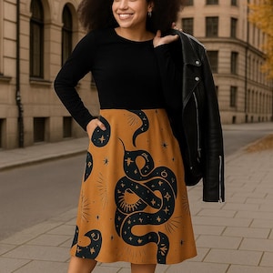 Serpent Ritual Midi Dress – Long Sleeve Magic in Motion (XXS-6XL)
