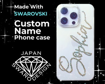 Custom Name iPhone case Swarovski Crystal Rhinestone Aurora Handmade Customized Bling case for iPhone 15 14 13 Pro Max GalaxyS24Ultra Pixel8