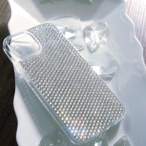 Alle Swarovski oder YHB Kristalle Strass iPhone Hülle Handgefertigte Personalisierte Bling Hülle für iPhone 16 15 14 Pro Max Aurora Clear