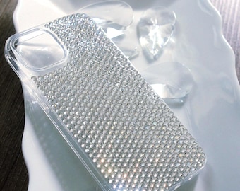 Handgefertigte iPhone Hülle mit Swarovski oder YHB Kristallstrass personalisiert Bling Hülle für iPhone16 17 Pro Max Aurora Clear S25 Ultra