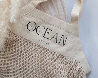 Personalisierte Netztasche| Ocean Breeze | Mesh Bag | Individuelle Geschenke | Vacation| Urlaub| Strandtasche | Bio-Baumwolle