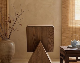 Mesita auxiliar geométrica moderna de madera / Mesita auxiliar artesanal para la decoración del hogar, ideal para sala de estar o dormitorio.