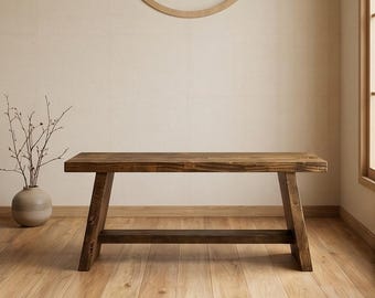 Rustic Farmhouse Wooden Dining Bench | Solid Wood Kitchen Bench for Dining Room Entryway Porch | Rustic Home Furniture