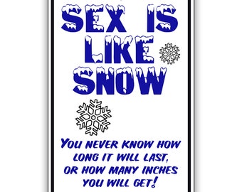 Sex Is Like Snow Funny Blue Metal Sign Adult Sex Snow Relationship Wall Décor Indoor/Outdoor Notice Aluminum Metal Sign Tin Plate