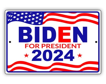 Biden For President 2024 Red Blue Metal Sign USA Presidential Election Campaign 2024 Home Wall Décor Indoor/Outdoor Aluminum Metal Sign