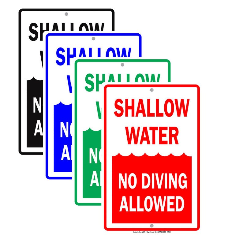 Shallow Water No Diving Allowed Metal Sign Beach Shore Outdoor Safety
