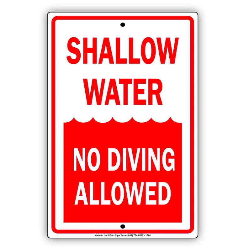Shallow Water No Diving Allowed Metal Sign Beach Shore Outdoor Safety
