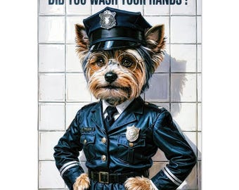 Yorkshire Terrier Bathroom Poster – Funny Handwashing  Wall Art