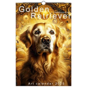 2025 Golden Retriever Art Calendar - 12 Unique Artistic Styles -  Ledger vertical (11&quot; x 16.5&quot;)