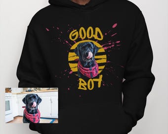 Custom Pet Portrait Hoodie: Personalized Cartoon Dog Lover Gift