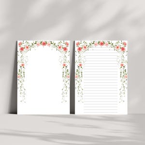 Papel de carta con rosas de jardín, papel de carta con rosas imprimible, papelería floral para cartas, papelería imprimible, papel de carta, papel de papelería