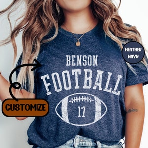 Custom football shirt, Team school mascot shirt with number, Personalized number school football tshirt, custom football season game day tee
