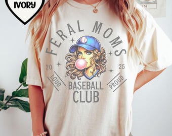 Baseball mom social club shirt, Feral baseball mama tshirt, Baseball fan tee, Baseball tee for mothers day gift, Baseball season tshirt