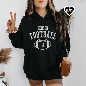 Custom football mom mascot sweatshirt, Personalized football mom hoodie, Custom game day sweatshirt, Child number football pullover gift
