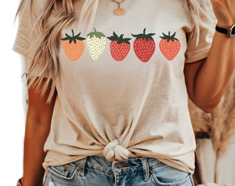 Strawberry shirt cottagecore clothes garden shirt aesthetic strawberry print shirt, gardener shirt for women strawberry kids spring apparel