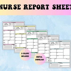 Nurse report sheet, ICU report sheet, nurse brain sheet, medsurg RN handoff tool, nursing school clinical report template, SBAR nurse report