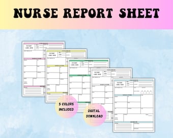 Nurse report sheet, ICU report sheet, nurse brain sheet, medsurg RN handoff tool, nursing school clinical report template, SBAR nurse report