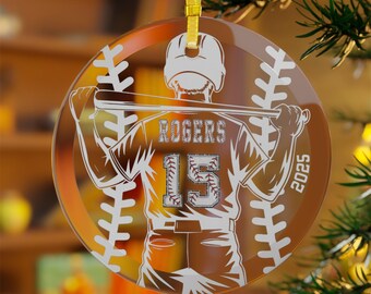 Personalized Baseball glass ornament, Custom Players name gift, xmas sports Team ornament, custom gift for baseball player 2025, group gift