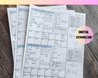 Nurse report sheet, 2 patient medsurg nurse report sheet, nurse brain sheet, medsurg RN handoff tool, SBAR nurse report new Grad, ICU report