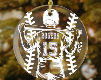 Personalized Baseball glass ornament, Custom Players name gift, xmas sports Team ornament, custom gift for baseball player 2025, group gift