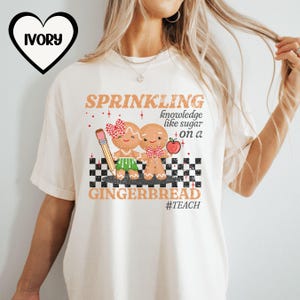 Christmas Gingerbread Teacher shirt, Comfort Colors Xmas retro Teacher tee, Christmas cookies lover gift, Checkered Teacher Christmas squad