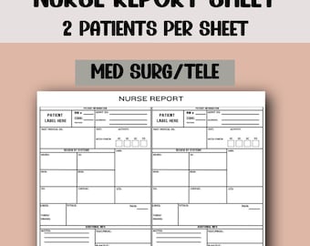 Krankenschwester-rapport-Blatt, ICU-rapport-Blatt, Krankenschwester-Gehirnblatt, Medsurg-RN-Übergabe-Tool, 2-Patient-Krankenschwester-Blatt, SBAR-Langzeitakutpflege