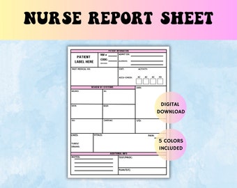 Nurse report sheet, ICU report sheet, nurse brain sheet, medsurg RN handoff tool, nursing school clinical report template, SBAR nurse report