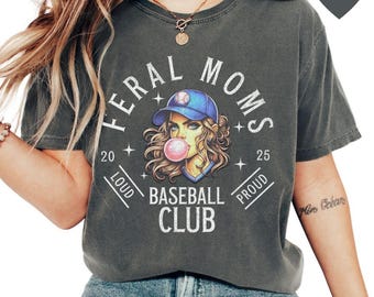 Baseball mom social club shirt, Feral baseball mama tshirt, Baseball fan tee, Baseball tee for mothers day gift, Baseball season tshirt