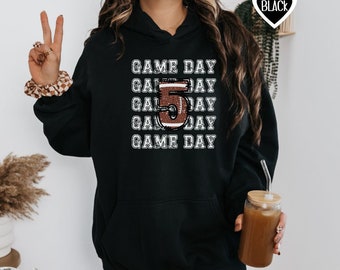 Custom football mom sweatshirt, Personalized child number football hoodie, Custom cute game day sweatshirt gift for football mama