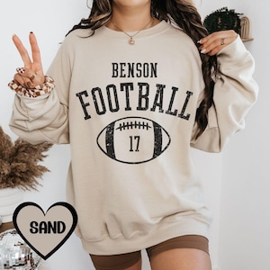 Custom football mom sweatshirt, Personalized football sweater with mascot & number, Vintage Football crewneck with team name, game day