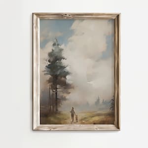 母と子の絵 | ヴィンテージ ウォール アート | 春の風景 | デジタル ダウンロード