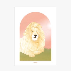 Afiche LEÓN | Impresión de signo astrológico | Decoración de pared del zodiaco | Acuarela inspirada en el Art Nouveau | León
