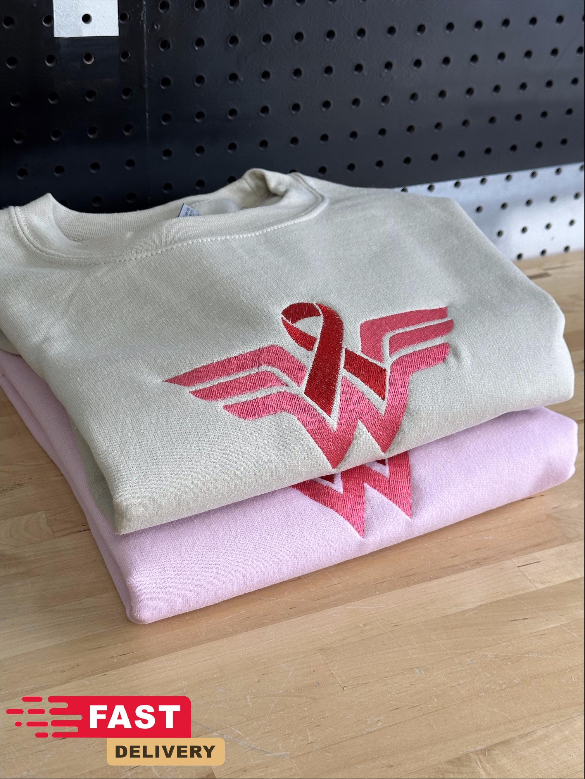 Embroidered Cancer Ribbon Wonder Sweatshirt, Cancer Survivor Hoodie, Cancer Warrior Shirt, Breast Cancer Shirts, Cancer Awareness Hoodies