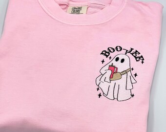 Embroidered Halloween Ghost Shirt Boo Jee Shirt Boo Shirt, Spooky Ghost Hoodie Spooky Season Ghost Tee Comfort Color Halloween Gift