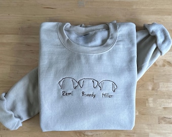 Custom Embroidered Dog sweatshirt Outline Dog Ears Sweatshirt Embroidered Dog Mom Sweatshirt Embroidery Dad Sweatshirt for dog lover