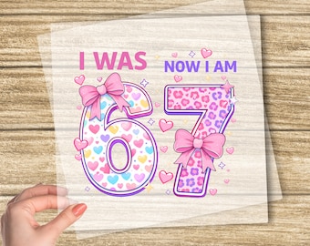 I Was 6 Now I'm 7 DTF Transfer, Funny 7th Birthday Meme DTF Transfer, 67 Trend Shirt, Seven Year Old Birthday Gift